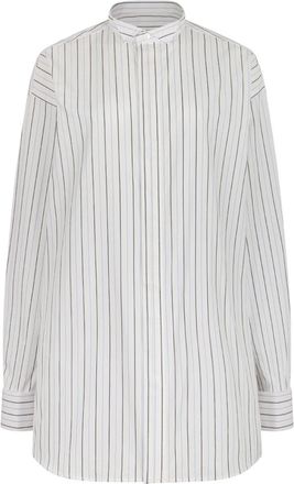 Ami Womens Chemise Oversize A Plastron Plisse - White Cotton - Size EU 36 (Womens)