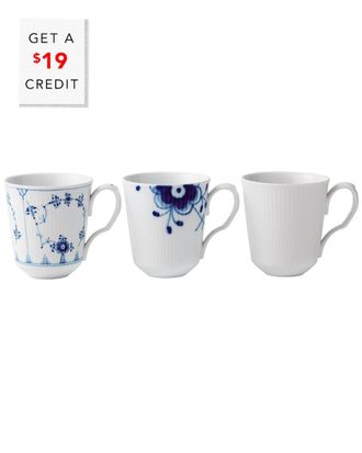 ROYAL COPENHAGEN Set Of 3 Gifts With History 12.25Oz Mugswith $19 Credit
