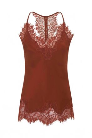 Gold Hawk Womens Lucy Lace Silk Trim Cami In Cinnamon