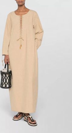 Tory Burch linen long-sleeve kaftan maxi dress