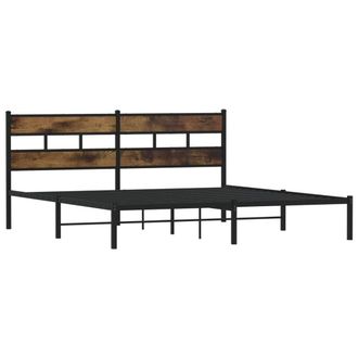Berkfield Home Metal Bed Frame without Mattress Smoked Oak 193x203 cm in Brown