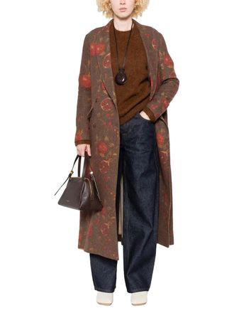 Uma Wang Pomegranate-Print Wool Blend Coat