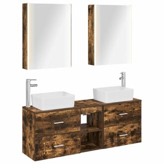 vidaXL Juego De Muebles De Ba&ntilde;o 5 Uds. Roble Ahumado Vidaxl