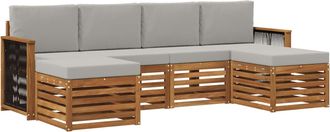 vidaXL Conjunto De Sof&aacute;s De Exterior 5 Uds. Natural Y Gris Claro Vidaxl