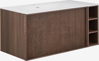 Sklum Conjunto De Mueble De Ba&ntilde;o 100x50 Cm Suspendido En Madera Con Lavabo Integrado Endika Sklum
