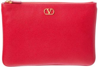 Valentino Vlogo Signature Leather Pouch