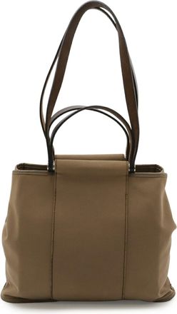 Herm&egrave;s Beige Toile Officier Handbag Shoulder Bag Tote Bag (Pre-Owned)