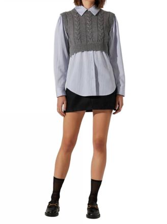 Astr The Label Flannery Top In Blue Grey