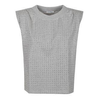 Patrizia Pepe Patrizia Pepe, Sleeveless Tops, female, Gray, Size: XS Stud-embellished Top