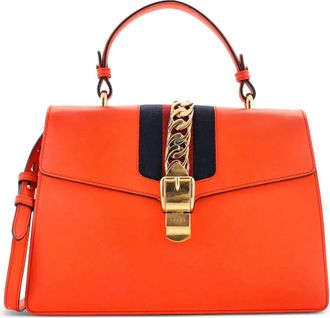 Gucci Sylvie Top Handle Bag Leather Large satchel - Oranje