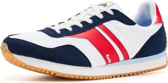 Keds Rena Lace-Up Womens Shoes White/Navy/Keds Neon Red Nylon/Suede : 6.5 B - Medium, Rubber/Suede