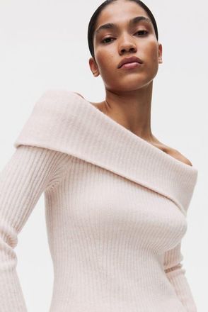 H&M Rib-knit Off-the-shoulder Top in Pale Pink at Nordstrom, Size Xx-Large