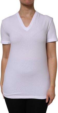Dolce & Gabbana Womens Vneck Short Sleeve Tshirt - White Cotton - Size EU 40 (Womens)