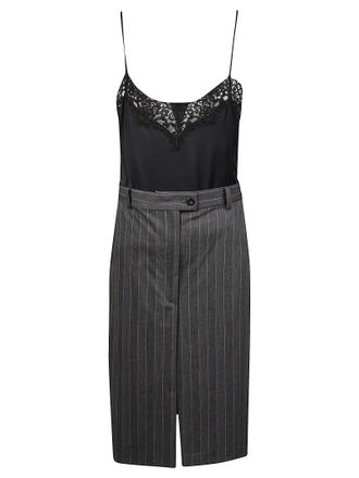 Pinko Arneis Pinstriped Satin Midi Dress