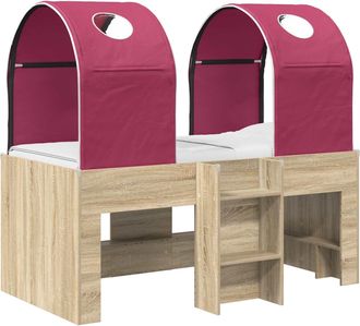 vidaXL Cama Con T&uacute;nel 3 Uds. Sonoma Y Rojo Madera De Ingenier&iacute;a Vidaxl