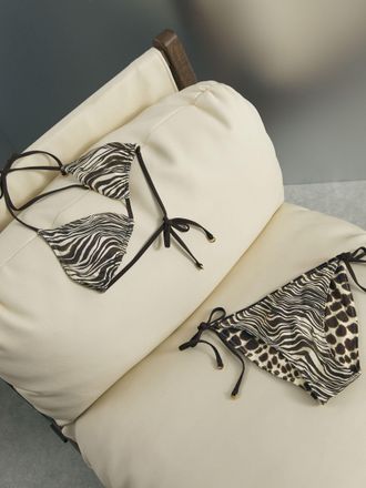 Ismad London Animal-print Reversible Bikini Bottoms, Chocolate, 12