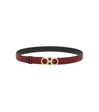 Ferragamo Burgundy Gancini Solid Reversible Belt