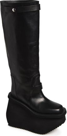 Rick Owens Factory Pull-On Platform Wedge Knee High Boot in Black at Nordstrom, Size 38