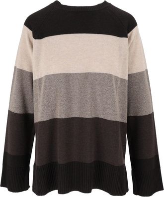 Kangra Cashmere Maxi Stripe Raglan Metallic Knit Sweater