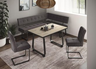 Hela Essgruppe »RUHR« 4 Stk. tlg. Kufentisch 140x90 cm, Schwingstuhl und Bank mit Federkorb, Komfortsitz