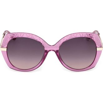 Guess Round Sunglasses in Shiny Violet /Gradient Smoke at Nordstrom Rack
