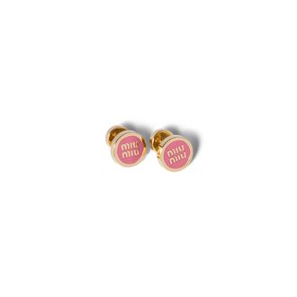 Miu Miu Enameled Metal Earrings, Woman, Begonia Pink