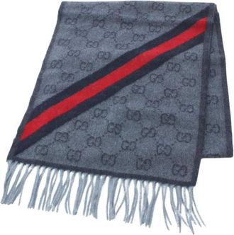 Gucci Sciarpa con frange e monogramma GG anni 2020 - Blu