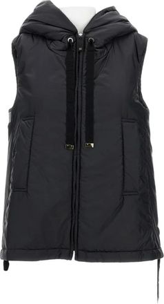 Max Mara Jassen, Dames, Zwart, M, Gilet imbottito con cappuccio