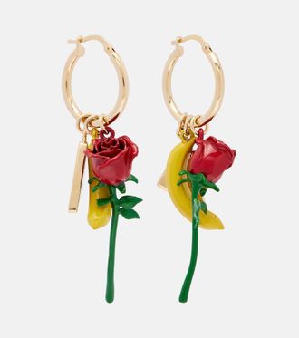 Prada Embellished enamel hoop earrings