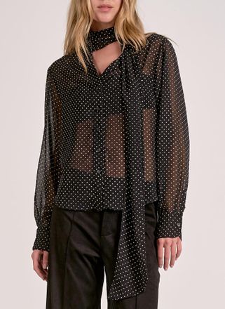 Elan Spot On Long Sleeve Blouse In Black