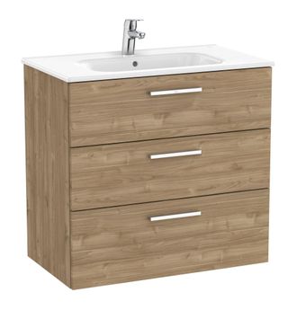 Roca Roca - Pack Unik Family Mueble Base De 3 Cajones + Lavabo Victoria Color: Nogal - Medidas: 805x453x741 Mm