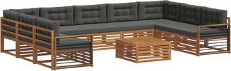 vidaXL Conjunto De Sof&aacute;s De Exterior 10 Uds. Natural Y Antracita Vidaxl