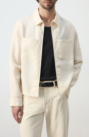 Mango Slim Fit Shirt Jacket in Off White at Nordstrom, Size X-Large