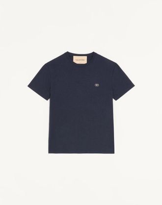 Valentino Valentino Cotton T-Shirt with VLogo Embroidery