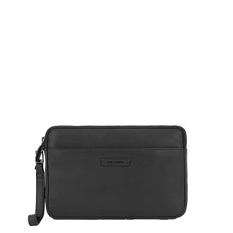Piquadro Laptop Bags & Cases, male, Black, Size: ONE SIZE Leather mens clutch for iPad mini with removable wrist strap and Rfid protection