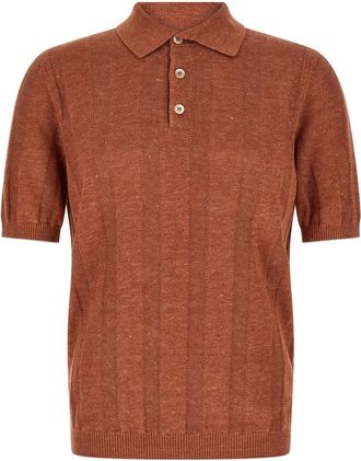 Brunello Cucinelli Brown Shirt Collar Polo
