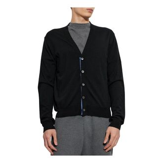 Lanvin Cardigan Classico in Lana Merino - - Knitwear - Uomo - Nero - XL
