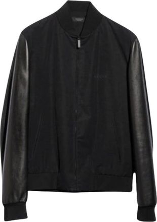 Gucci Chaqueta Bomber de Tejido con Mangas de Napa - Jackets - Hombre - Negro - M