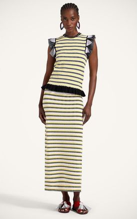 La DoubleJ Checkers Skirt in Multicolor Yellow/Black/lilac at Nordstrom, Size X-Large