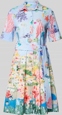 robe l&eacute;g&egrave;re Hemdblusenkleid mit Bindeg&uuml;rtel in Hellblau, Gr&ouml;&szlig;e 34