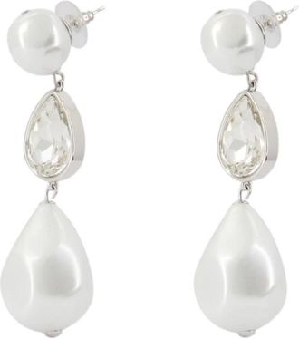 Self Portrait Crystal Droplet Pearl Oorbellen - Dames - Oorbellen - Wit - ONE Size - Accessoires