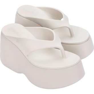 Melissa Platform Wedge Flip Flop in Light Beige at Nordstrom, Size 10