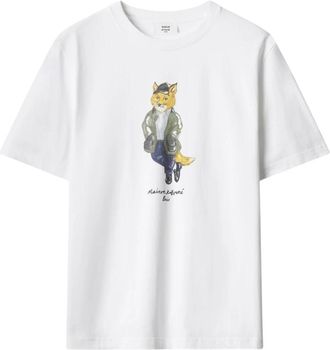 Maison Kitsun&eacute; Fox Head Comfort T-shirt - Heren - T-shirts - Wit - XL - Katoen - Tops