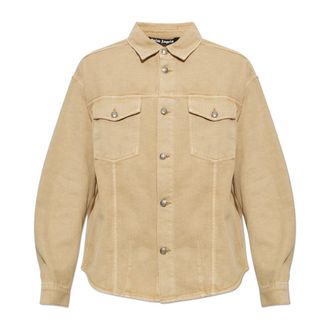 Palm Angels Denim Jacket met Pockets - Heren - Overhemden - Beige - Maat: XL Denim