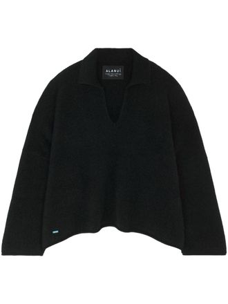 Alanui knitted cashmere-blend polo shirt - Black