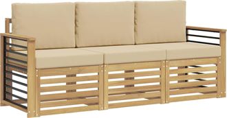 vidaXL Juegos De Sof&aacute;s 3 Uds. Y Beige Polyester Vidaxl