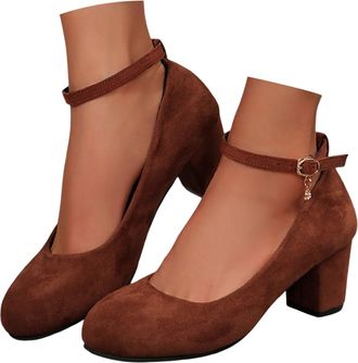 Generic Traditional Shoes Womens Elegant Comfortable Dirndl Shoes Wide Feet Shoes with High Block Heel Wild Leather Look Platform Shoes Classic Plain for Okto