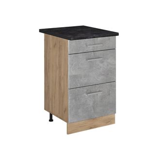 Vicco Mueble Bajo De Cocina R-line, Hormig&oacute;n/roble Dorado, 50 Cm Encimera Antracita, Vicco