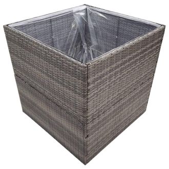Berkfield Home Beautiful Garden Planter Grey 80x80x80 cm Poly Rattan | Size: 80 x 80 x 80 cm