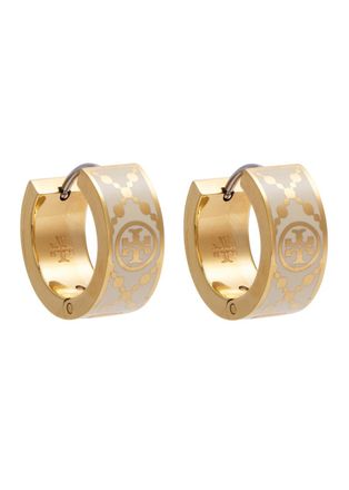 Tory Burch T Monogram Small Enamelled Hoop Earrings - Gold - One Size